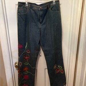 Embroidered Blue Jeans for Women‎